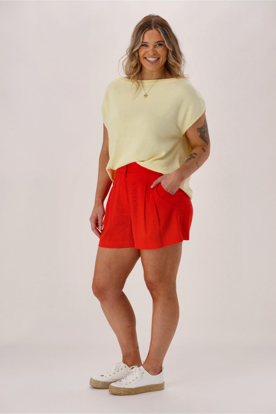 Label Avelina Linen Blend Shorts Coral