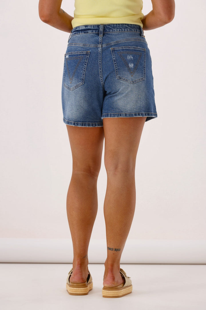 Label Bridie Denim Shorts Mid Blue