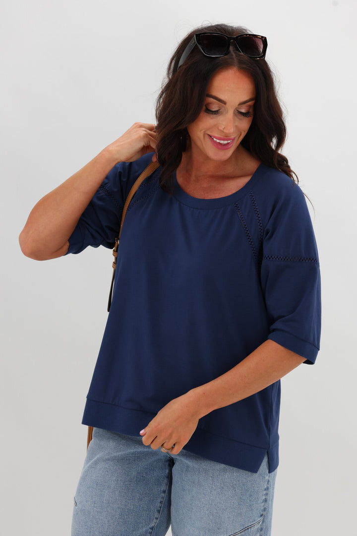 Label Bronwen Ladder Lace Top Blue