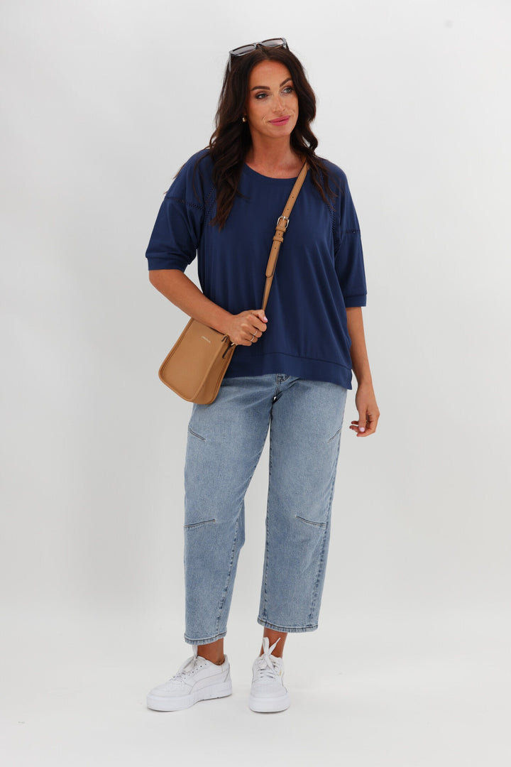 Label Bronwen Ladder Lace Top Blue
