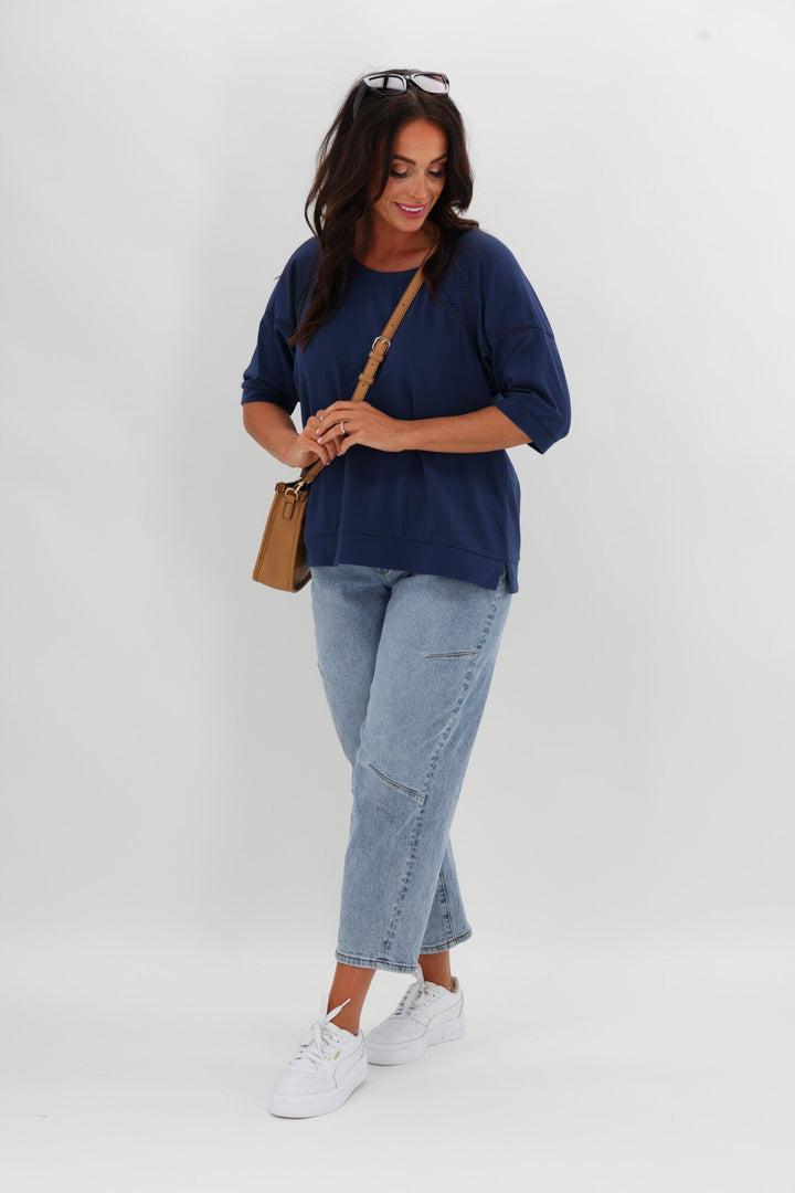 Label Bronwen Ladder Lace Top Blue