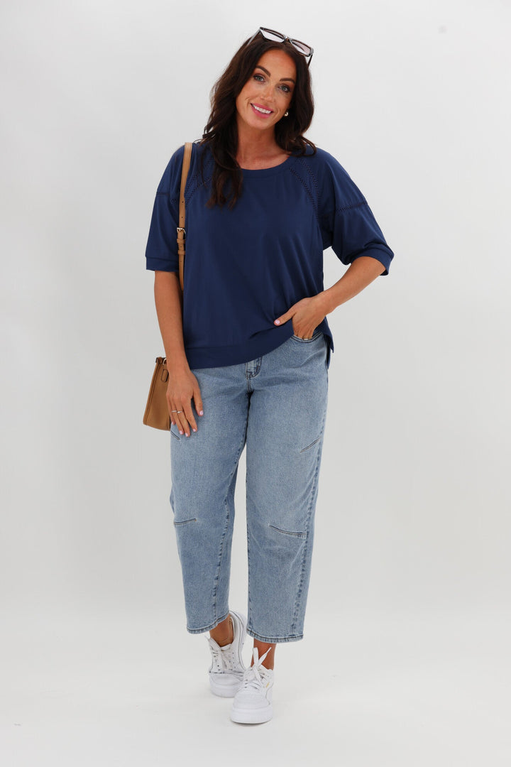 Label Bronwen Ladder Lace Top Blue