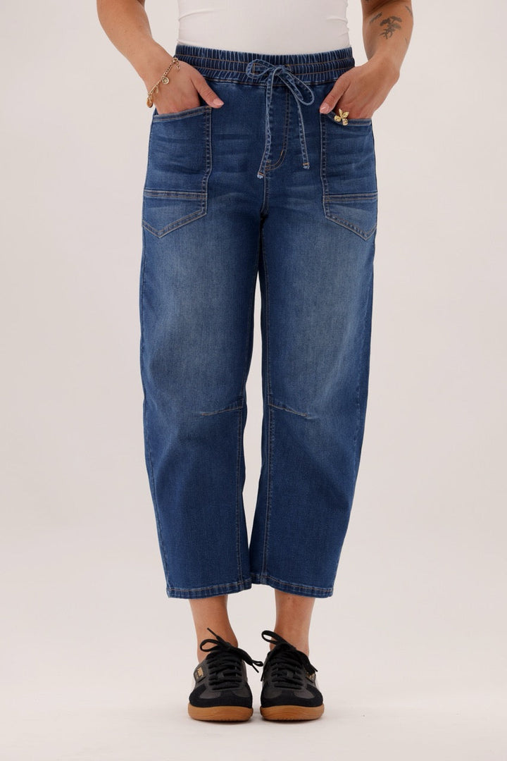 Label Brooke Barrel Leg Denim Jogger Dark Indigo
