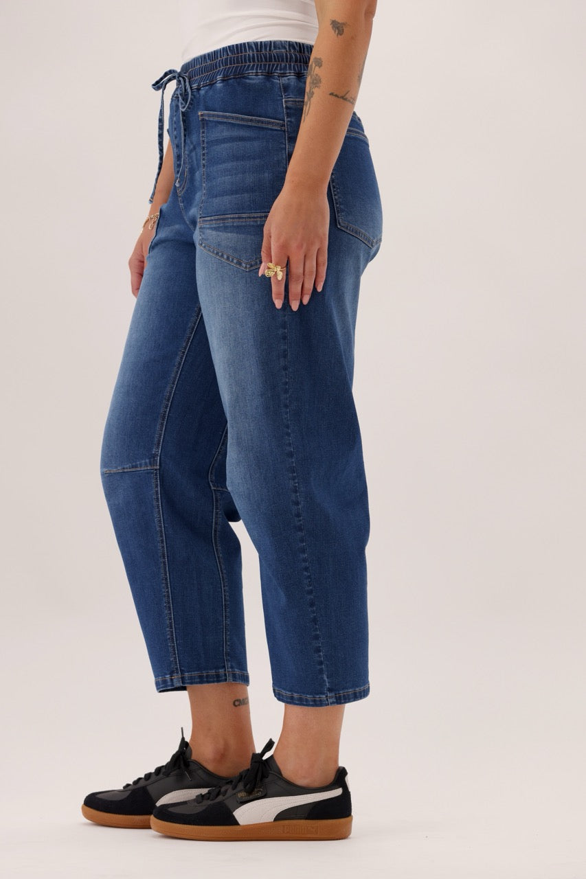 Label Brooke Barrel Leg Denim Jogger Dark Indigo