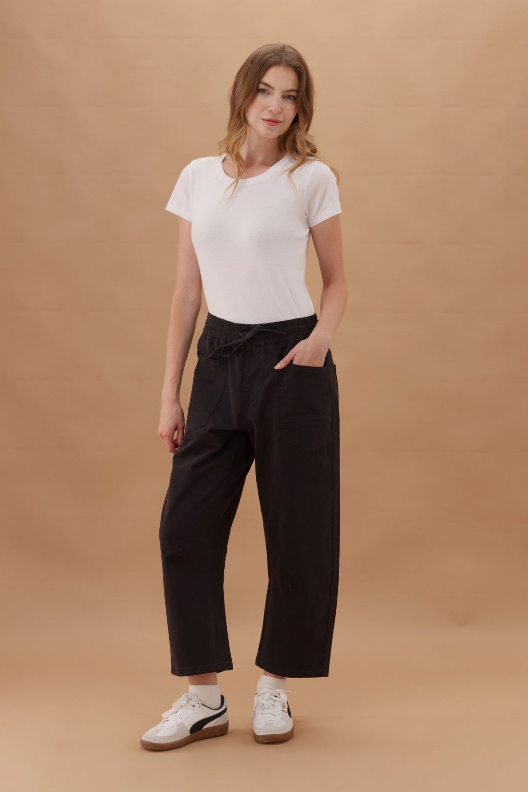 Label Brooke Barrel Leg Denim Jogger Black