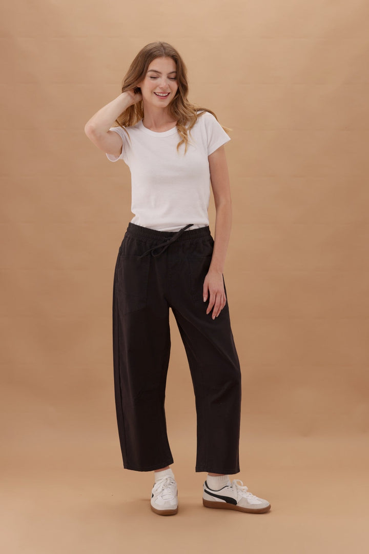 Label Brooke Barrel Leg Denim Jogger Black