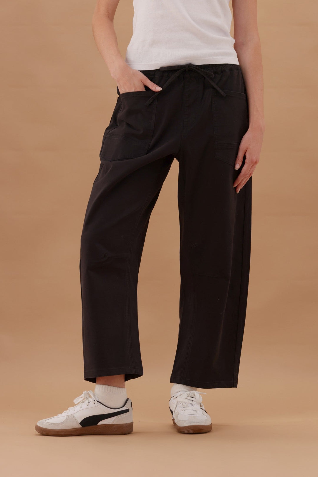 Label Brooke Barrel Leg Denim Jogger Black