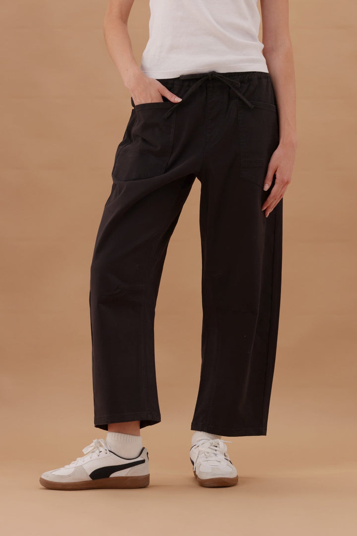 Label Brooke Barrel Leg Denim Jogger Black