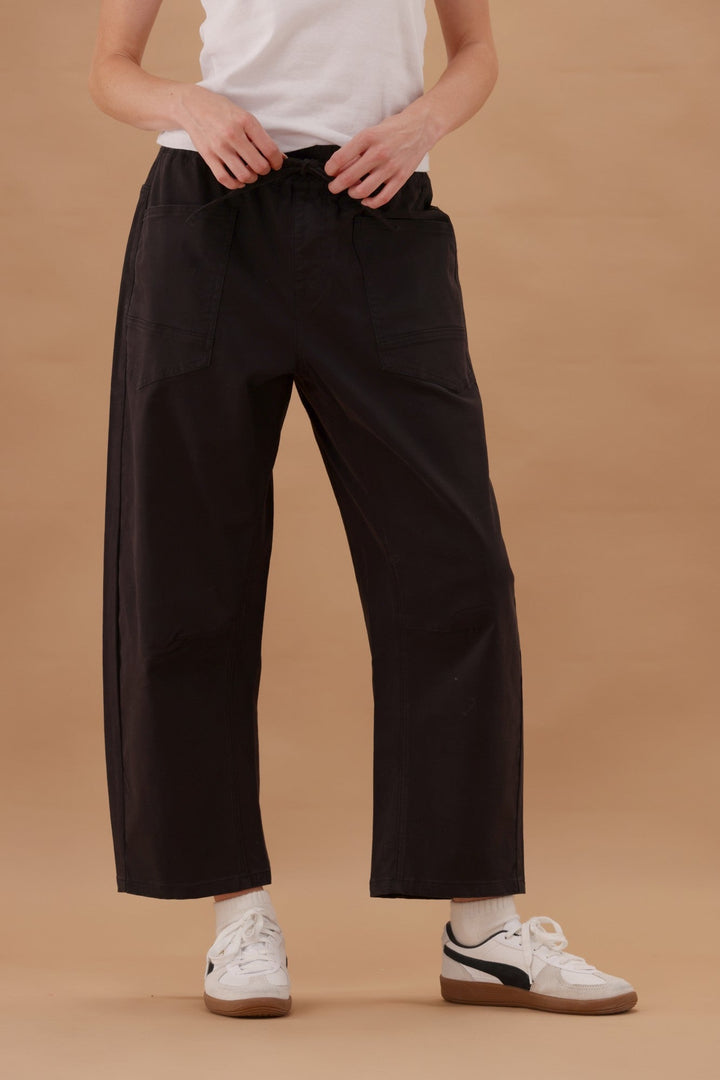 Label Brooke Barrel Leg Denim Jogger Black