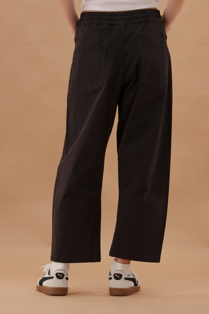Label Brooke Barrel Leg Denim Jogger Black