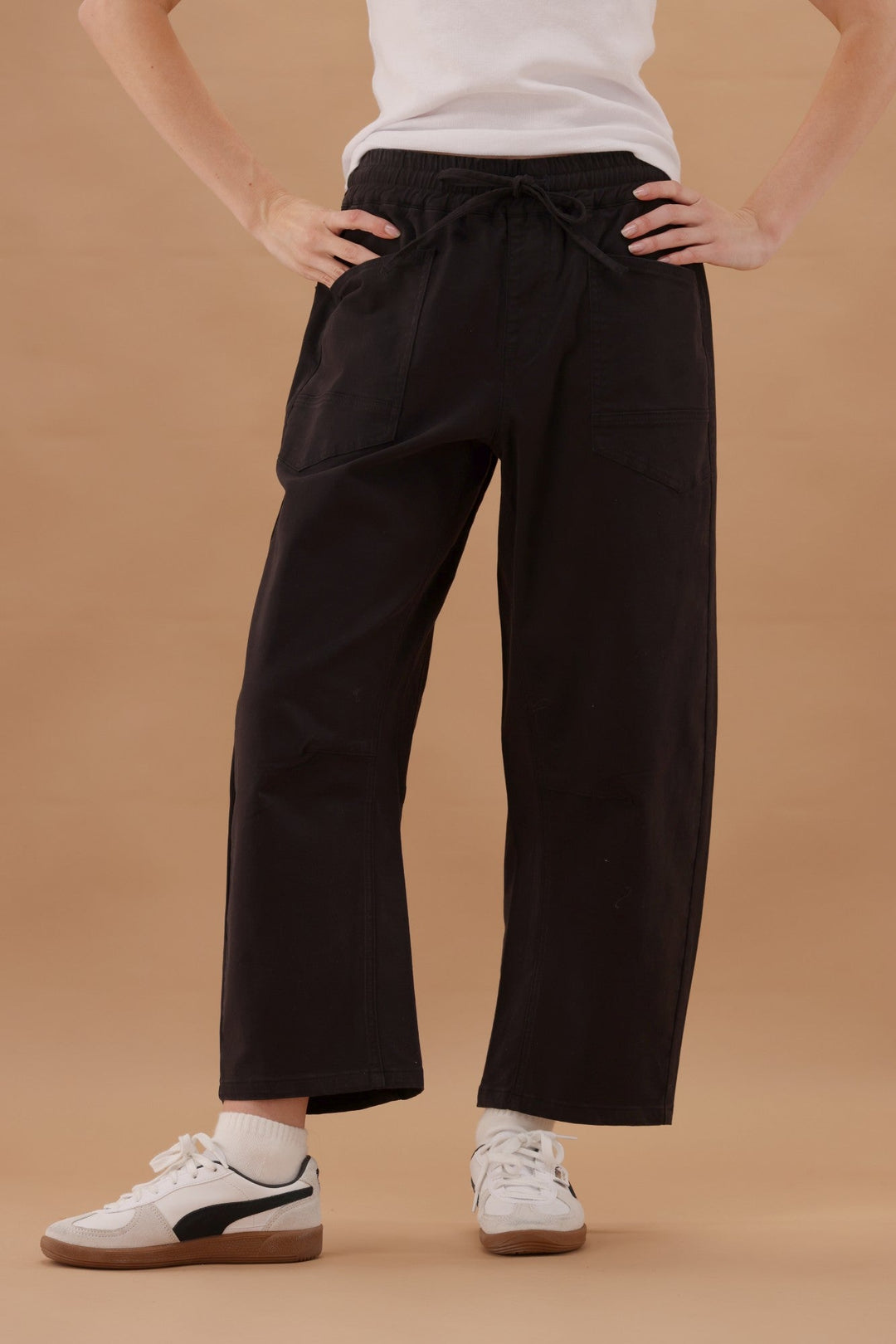 Label Brooke Barrel Leg Denim Jogger Black
