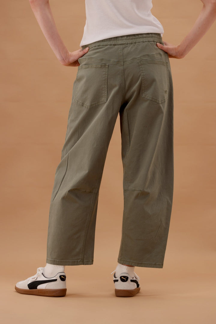 Label Brooke Barrel Leg Denim Jogger Olive