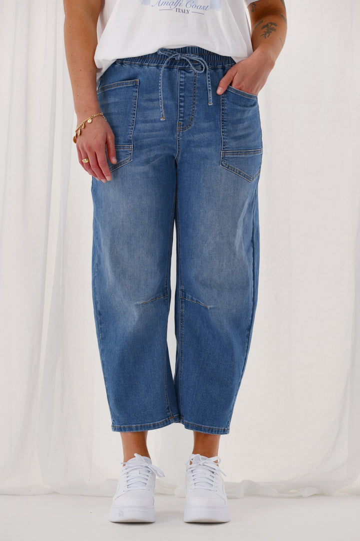 Label Brooke Barrel Leg Denim Jogger