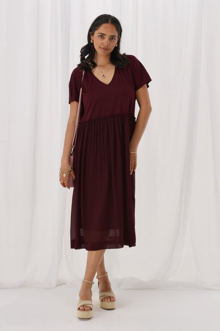 Shine On Label Cisco Empire Line Dress Claret