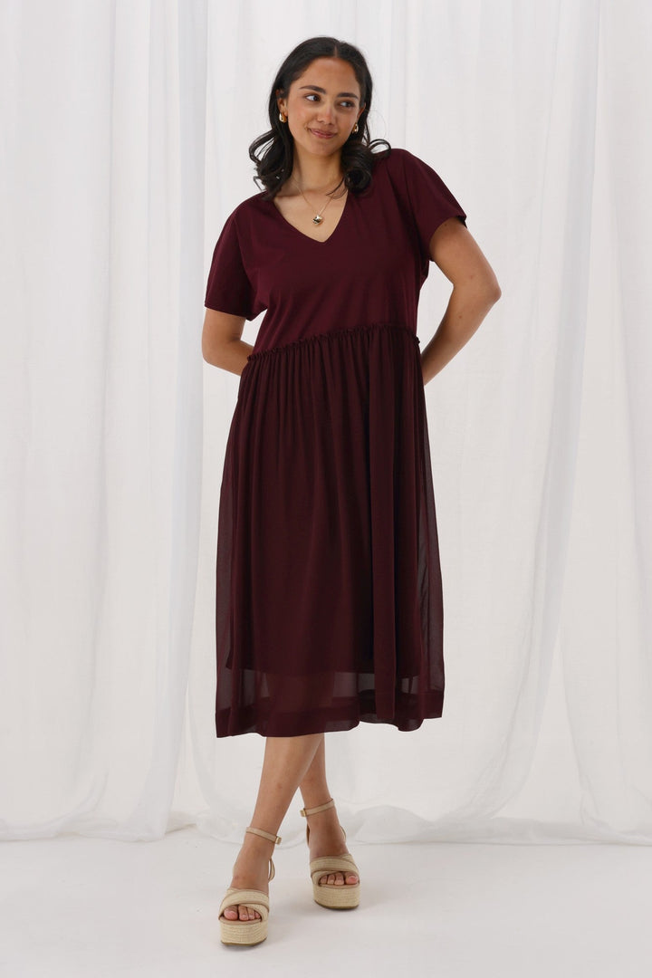 Shine On Label Cisco Empire Line Dress Claret