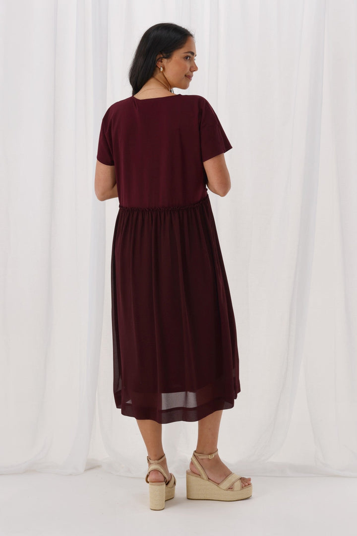 Shine On Label Cisco Empire Line Dress Claret