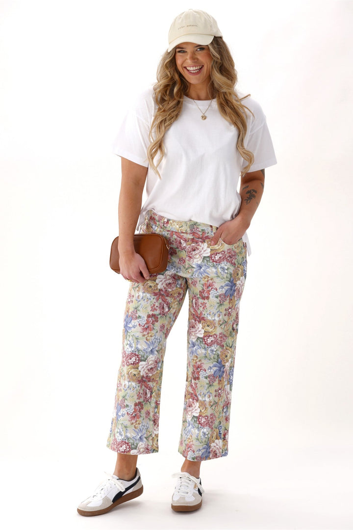 Label Daydream Straight Leg Jean Floral Denim