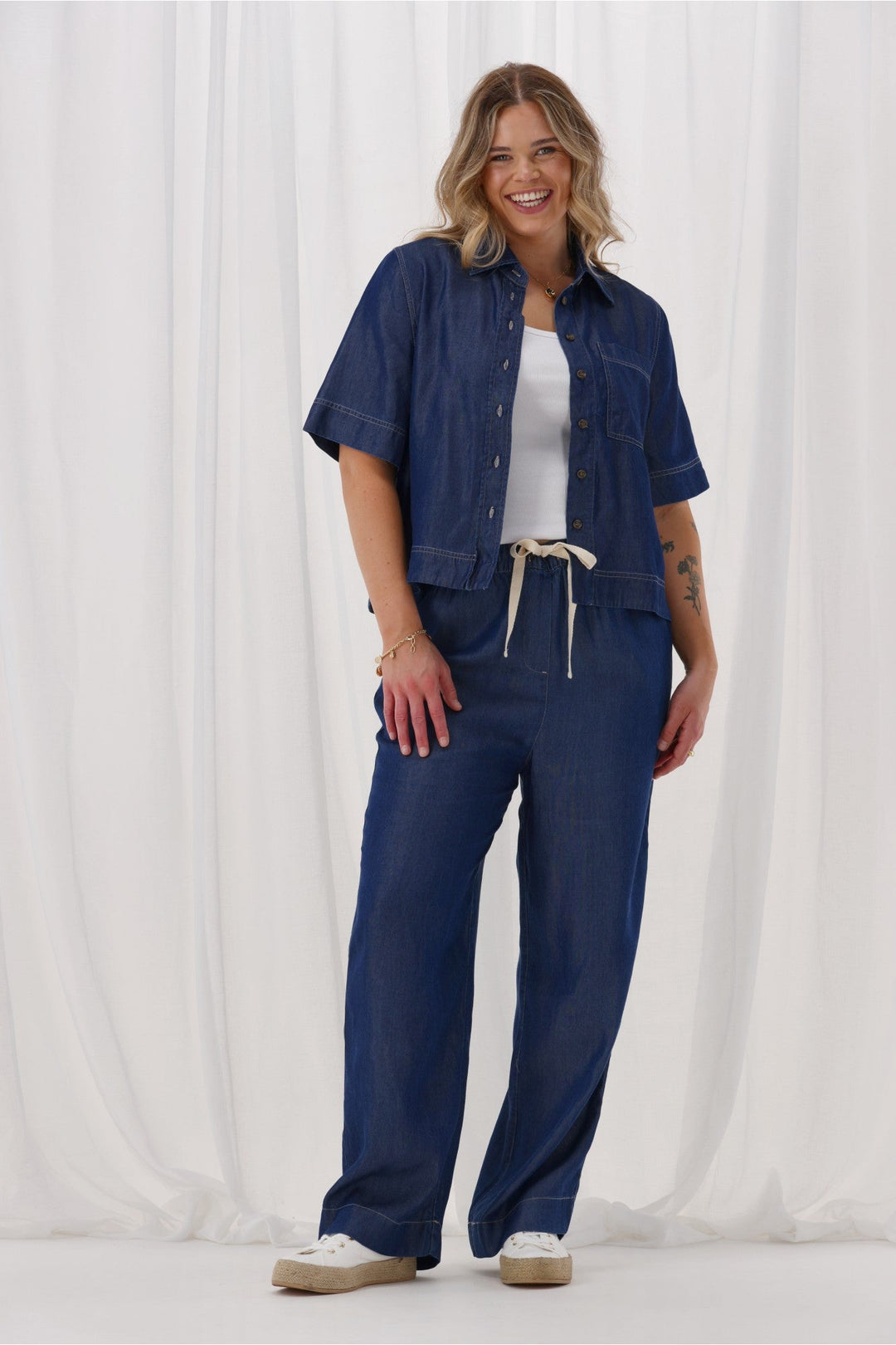 Label Denvah Lyocell Wide Leg Pant Indigo