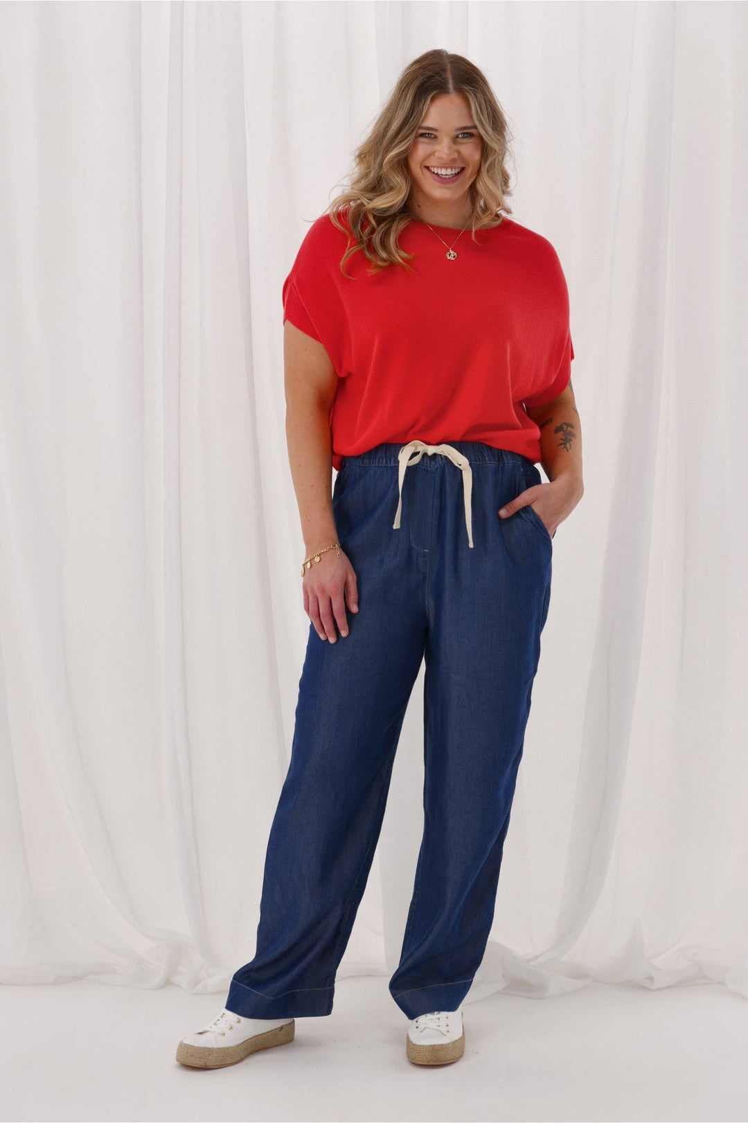 Label Denvah Lyocell Wide Leg Pant Indigo