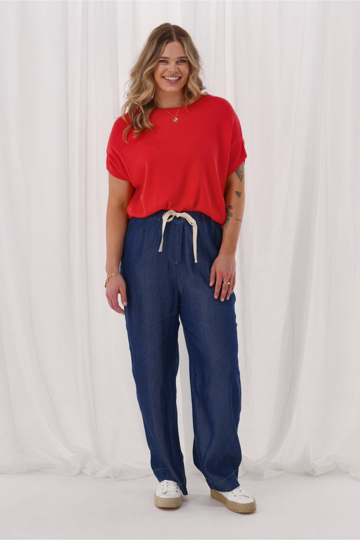 Label Denvah Lyocell Wide Leg Pant Indigo