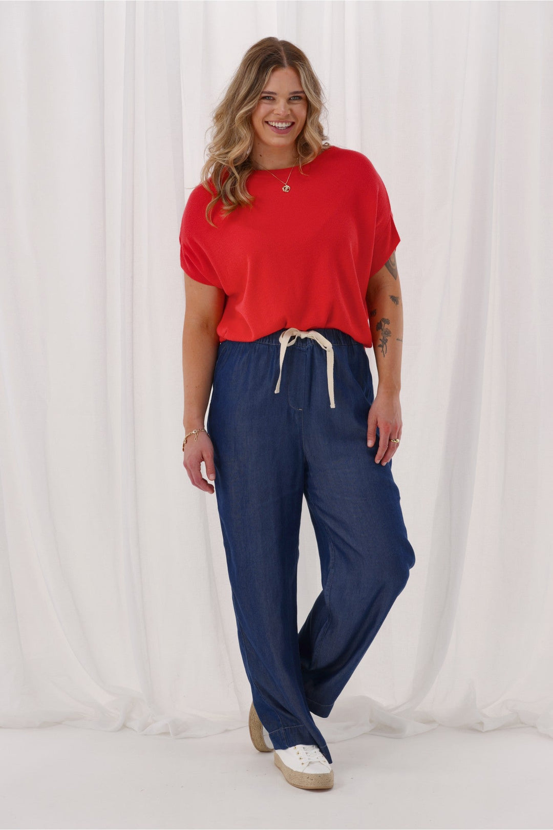 Label Denvah Lyocell Wide Leg Pant Indigo