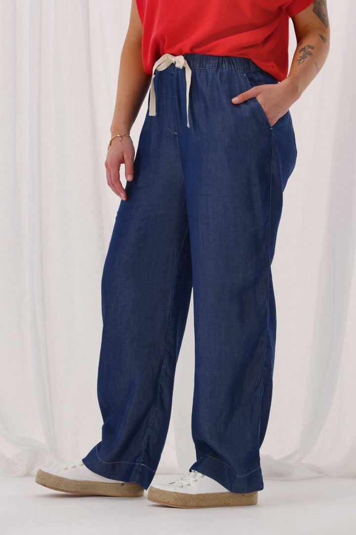 Label Denvah Lyocell Wide Leg Pant Indigo