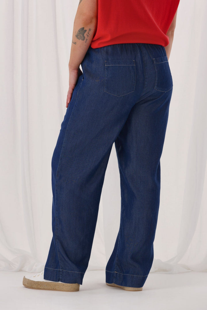 Label Denvah Lyocell Wide Leg Pant Indigo