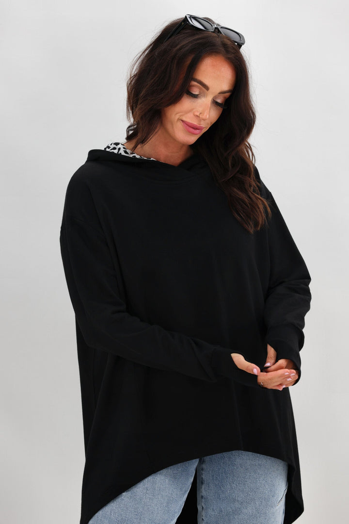Label Discovery Hoodie Black with animal print