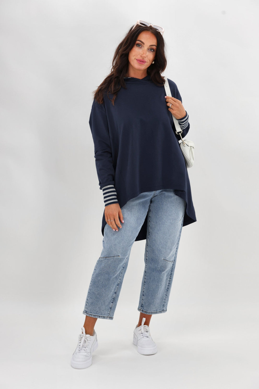 Label Discovery Hoodie Midnight with Stripe Contrast
