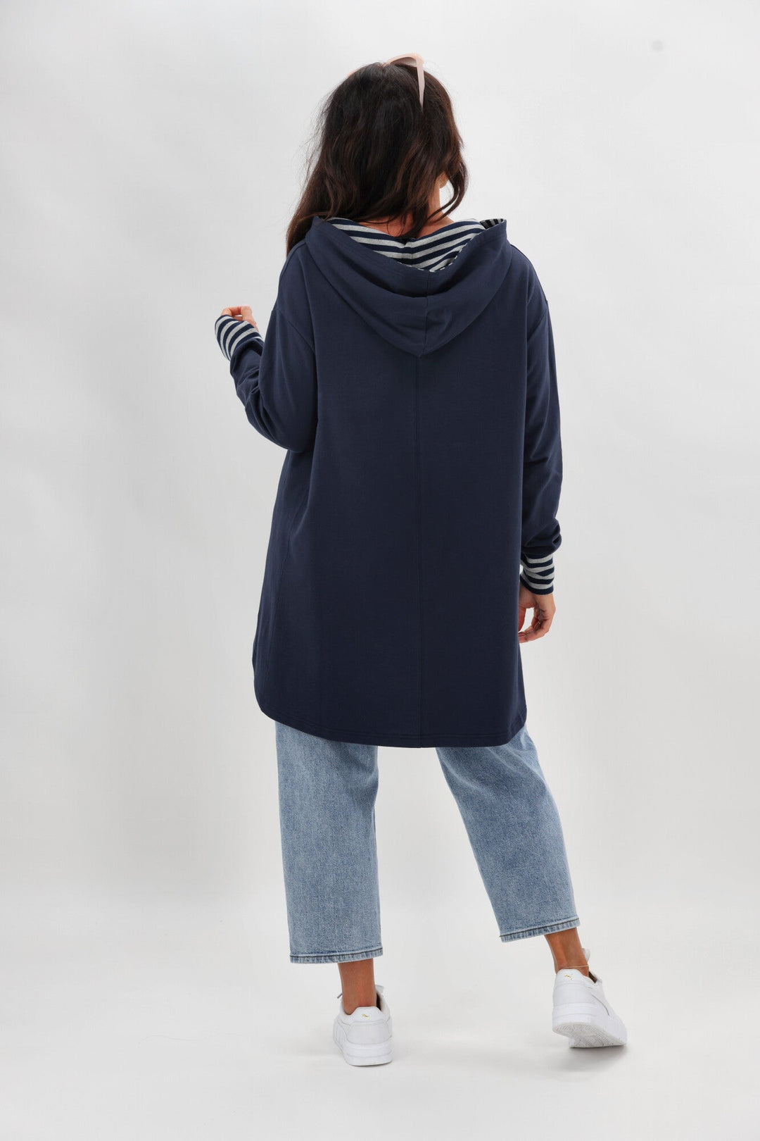 Label Discovery Hoodie Midnight with Stripe Contrast