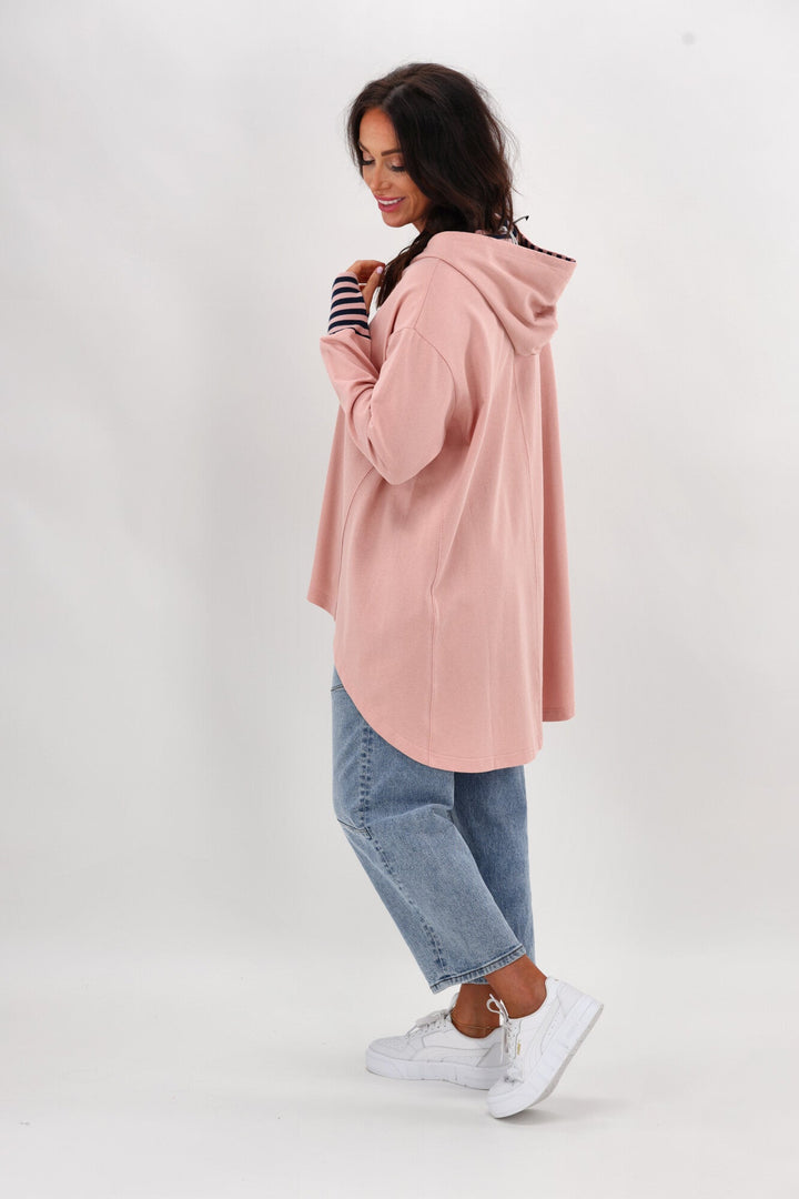 Label Discovery Hoodie Pink with Stripe Contrast
