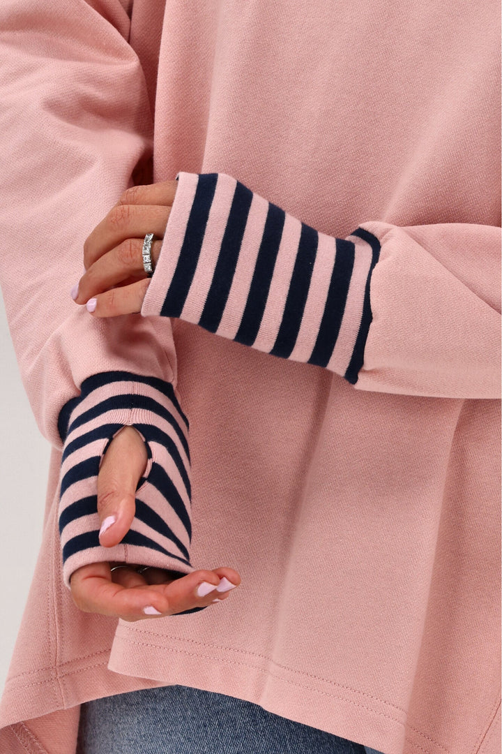 Label Discovery Hoodie Pink with Stripe Contrast