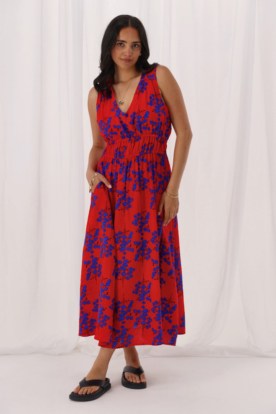Label Eliora Dress Red Floral