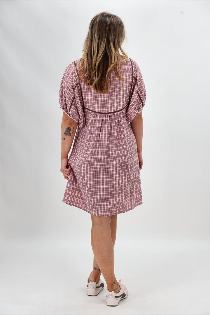 Label Evita Dress Pink Check