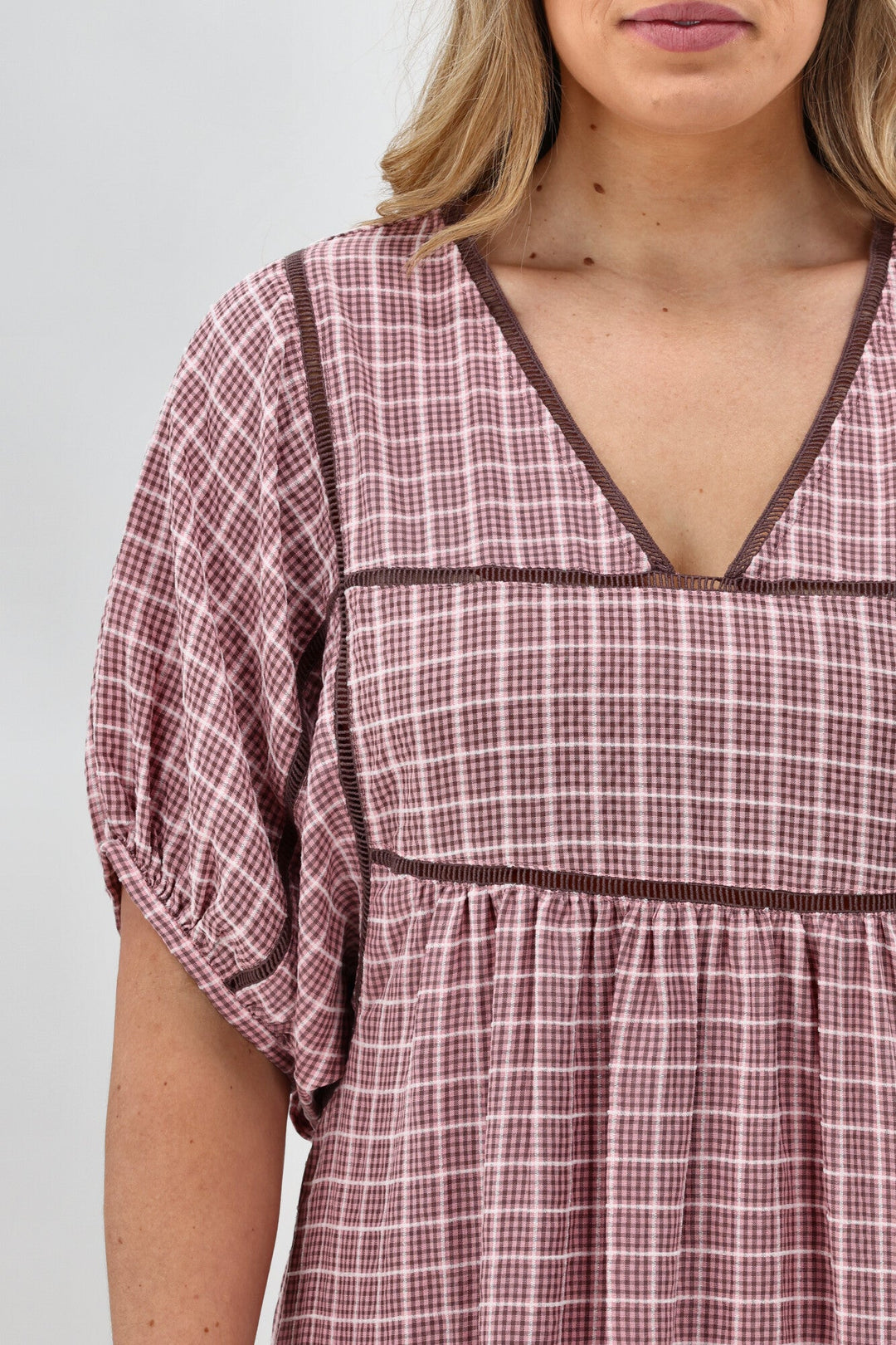 Label Evita Dress Pink Check