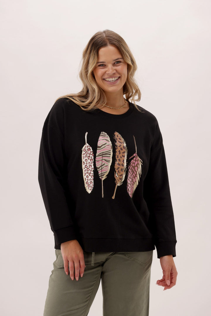 Label Feather Crew Black