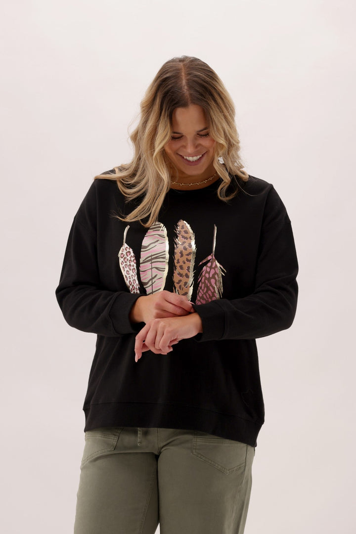 Label Feather Crew Black