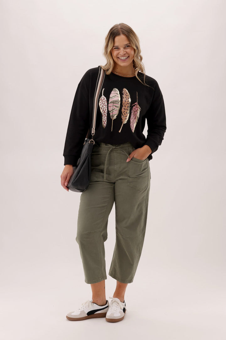 Label Feather Crew Black