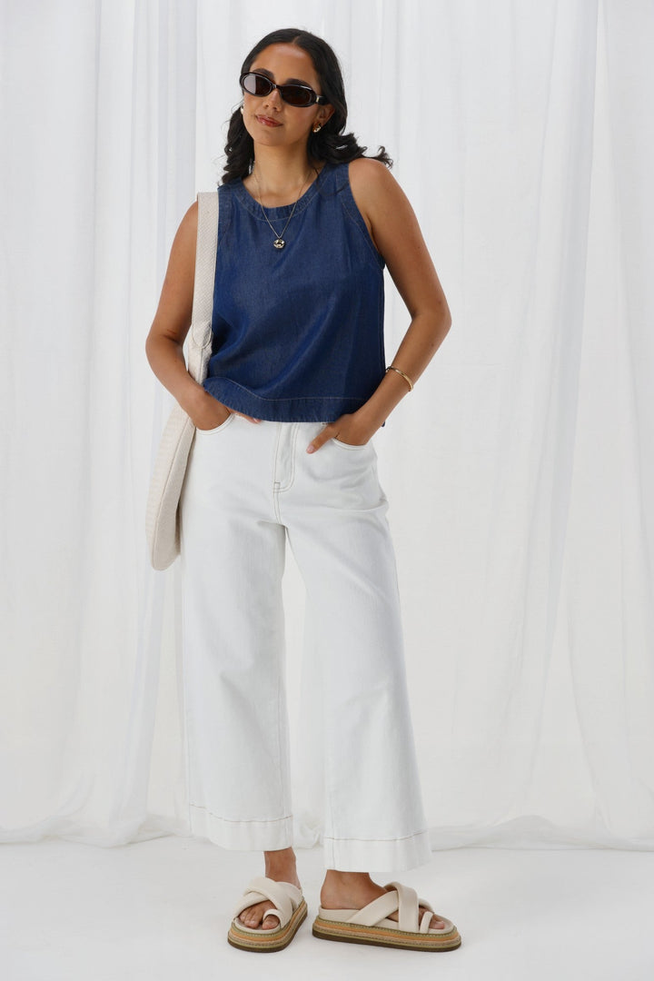 Label Isabelle Lyocell Sleeveless Top Indigo