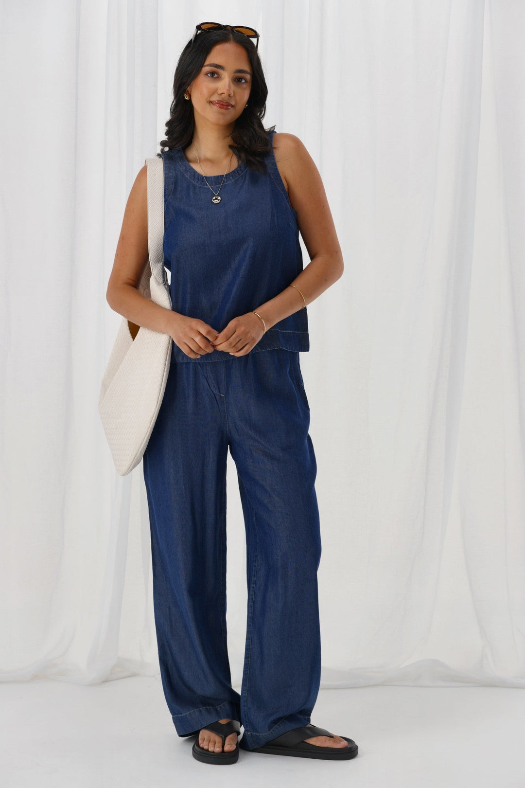 Label Isabelle Lyocell Sleeveless Top Indigo