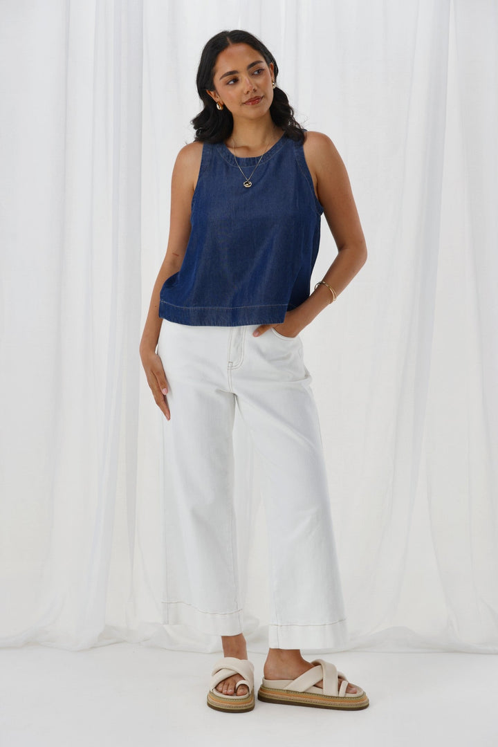 Label Isabelle Lyocell Sleeveless Top Indigo