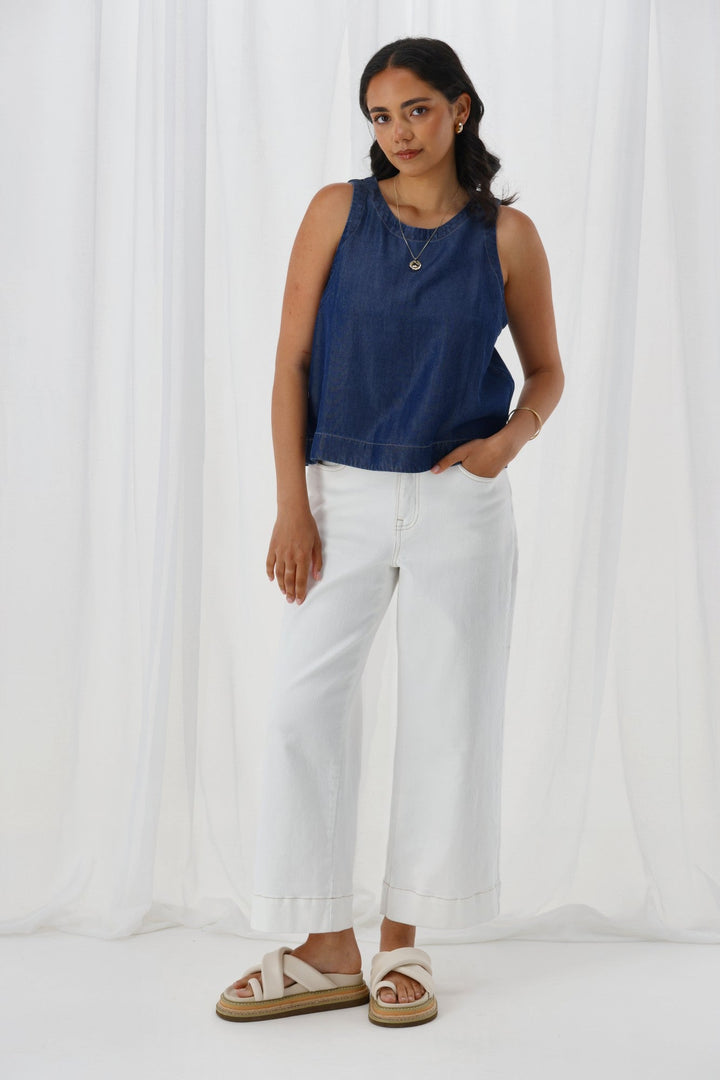 Label Isabelle Lyocell Sleeveless Top Indigo