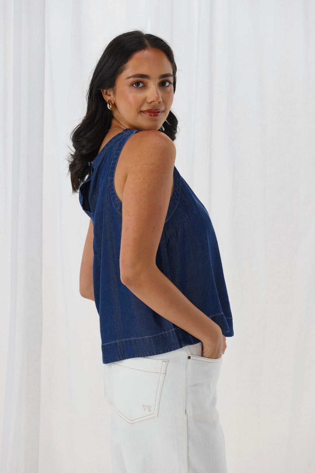 Label Isabelle Lyocell Sleeveless Top Indigo
