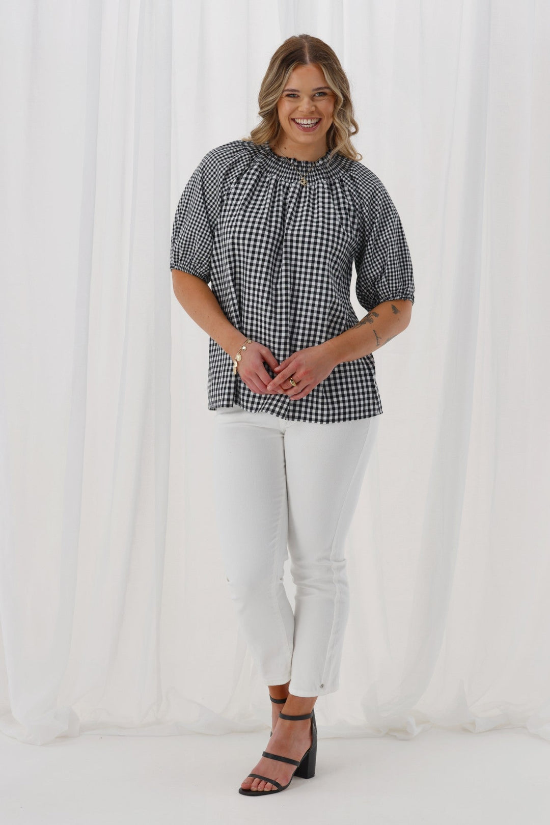 Label Kasia Top Black &  Gingham
