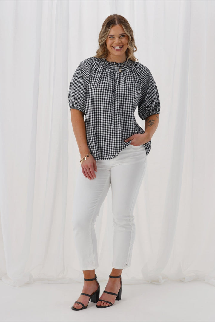 Label Kasia Top Black &  Gingham