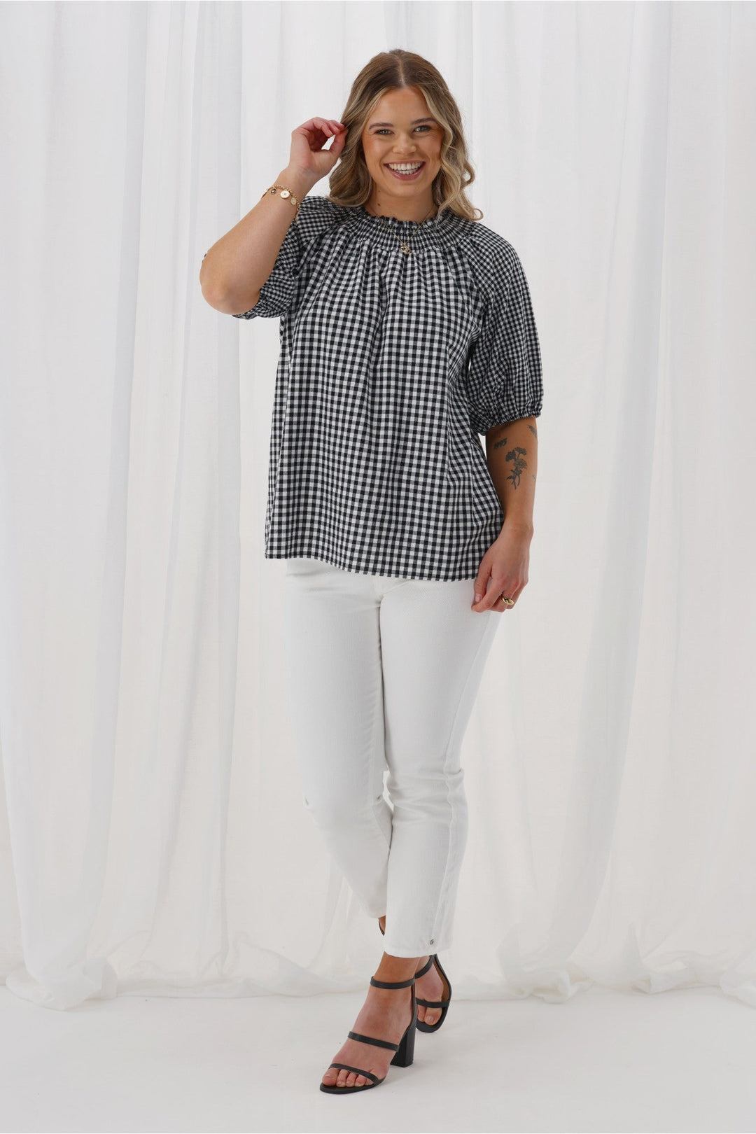 Label Kasia Top Black &  Gingham
