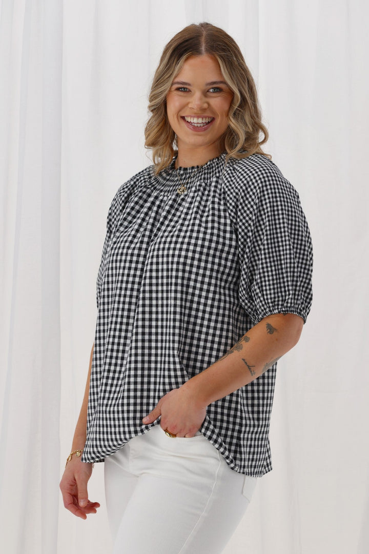 Label Kasia Top Black &  Gingham