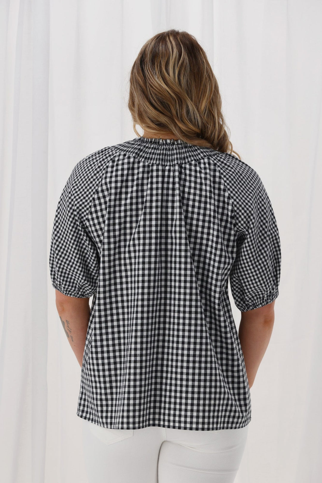 Label Kasia Top Black &  Gingham