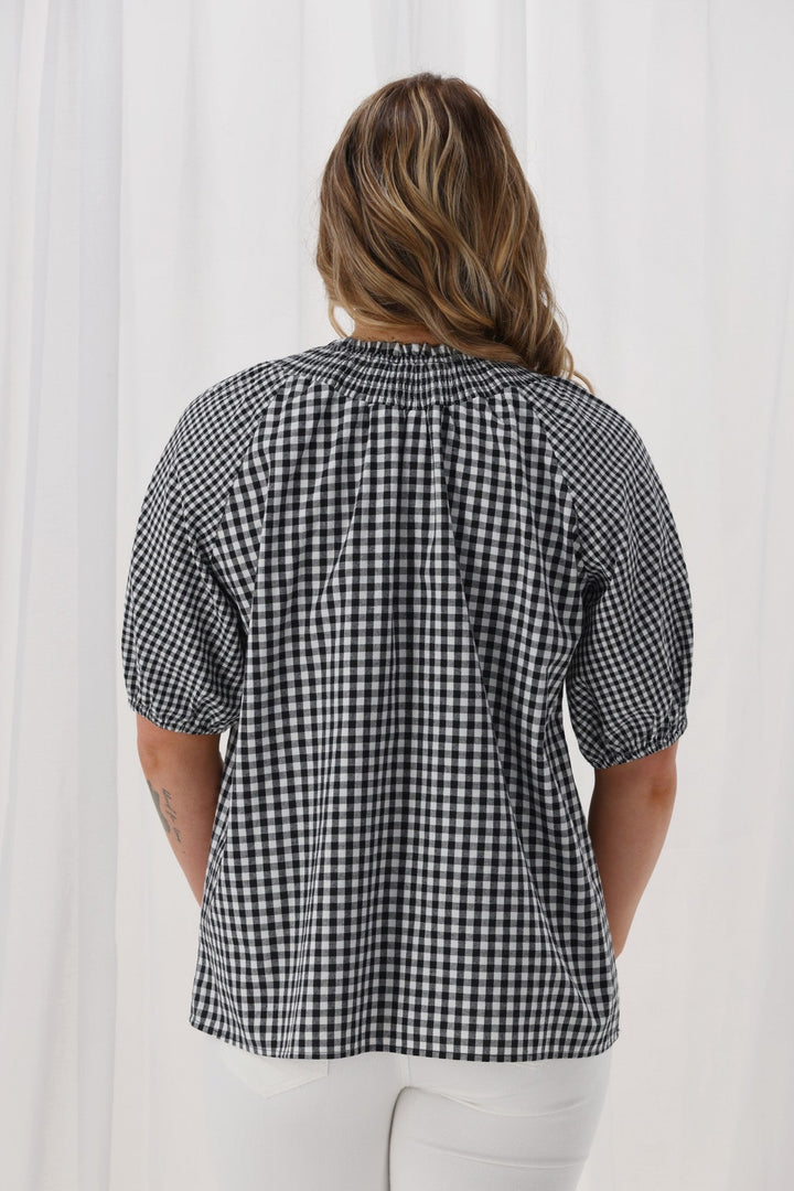 Label Kasia Top Black &  Gingham
