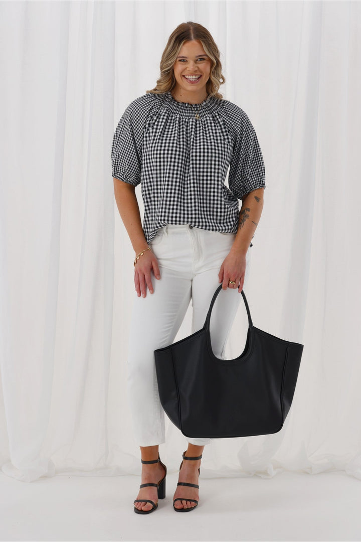 Label Kasia Top Black &  Gingham